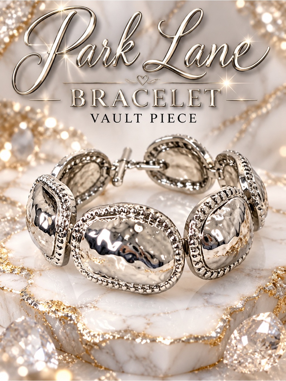 Park Lane Silver Statement Bracelet Vault Piece Chunky Hammered Toggle Jewelry